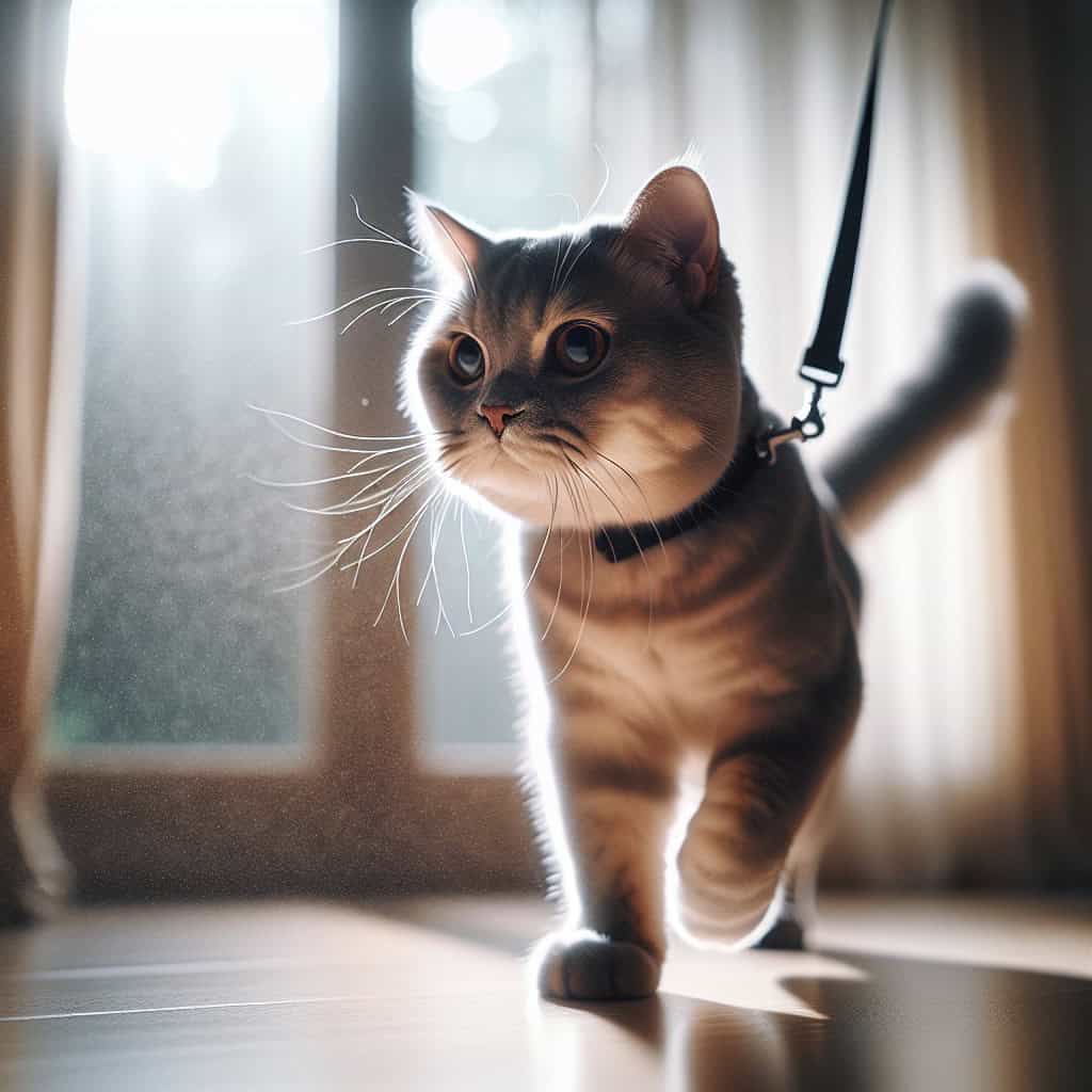 אימון חתולים להליכה עם רצועה