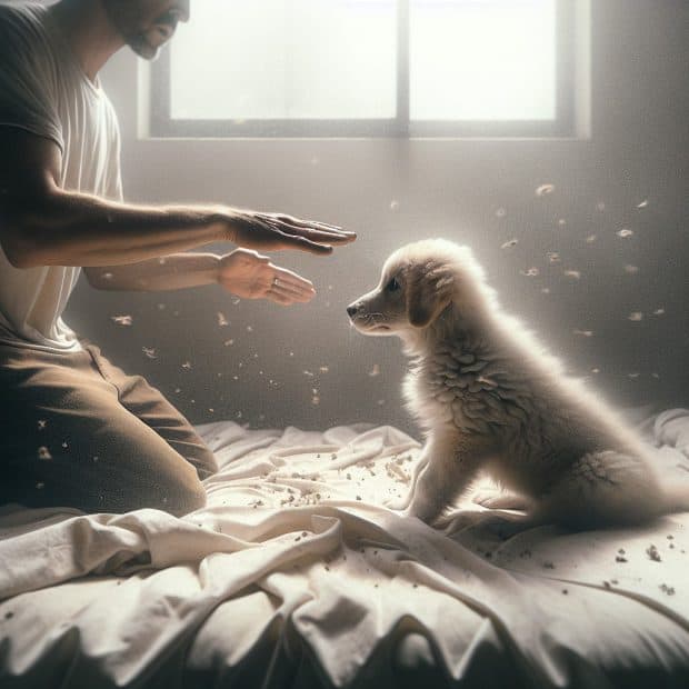 איך ללמד גור כלבים לא לקפוץ על המיטה