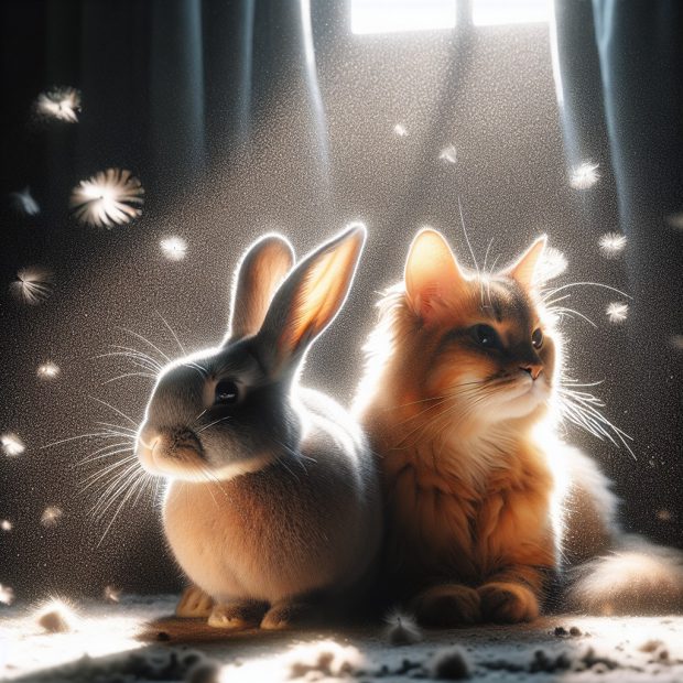 האם ארנבים יכולים להסתדר עם חתולים בבית