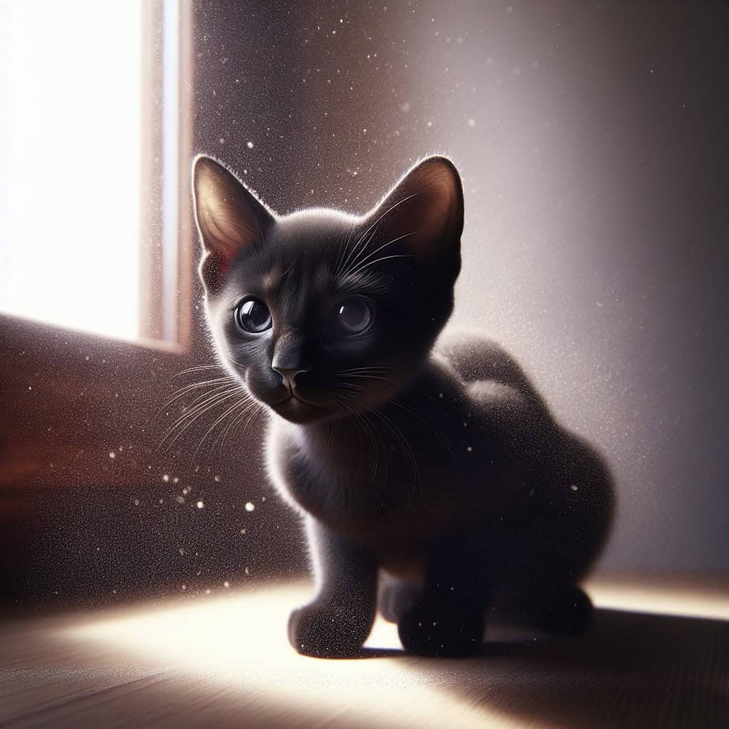 חתול בומביי פנתר שחור קטן בתוך הבית