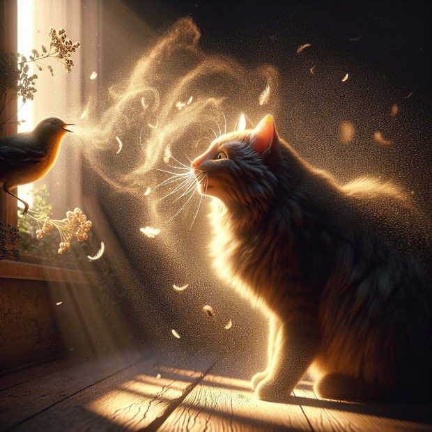 למה החתול שלי משמיע קולות מוזרים כשהוא רואה ציפור