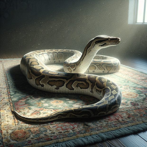 נחש פיתון שטיח דוגמאות מרהיבות וטיפוס לגובה